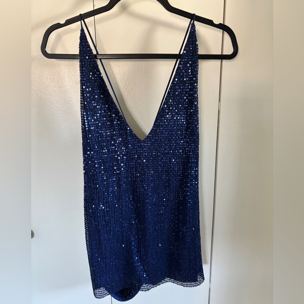 Sequin spaghetti strap top with low back - Picture 3 of 4